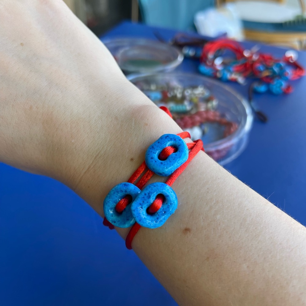 Blue natural stone wrap handmade bracelets ceramic stone